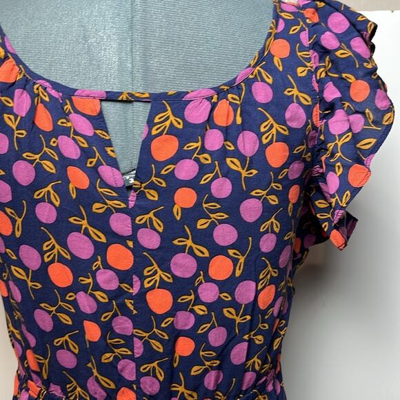 Fossil Keyhole Mini Dress Flutter Sleeves Navy Blue,Purple,Orange Womens Size XS - Picture 6 of 16
